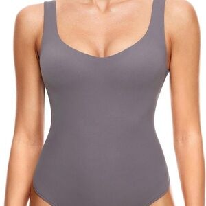 Women's Natrelax Sexy V Neck Bodysuit Double Lined Slimming Sleeveless Size L